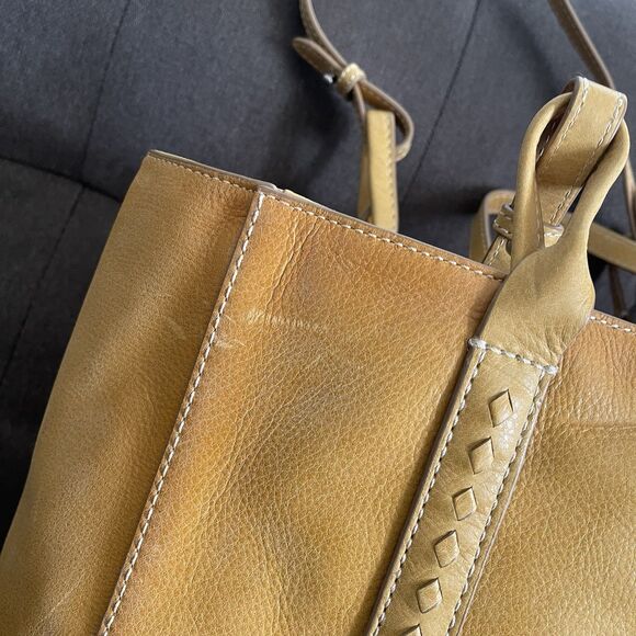 Frye Artisan Leather Melissa Tote Bag Shoulder Shopping Purse Mustard Brown - Picture 9 of 16